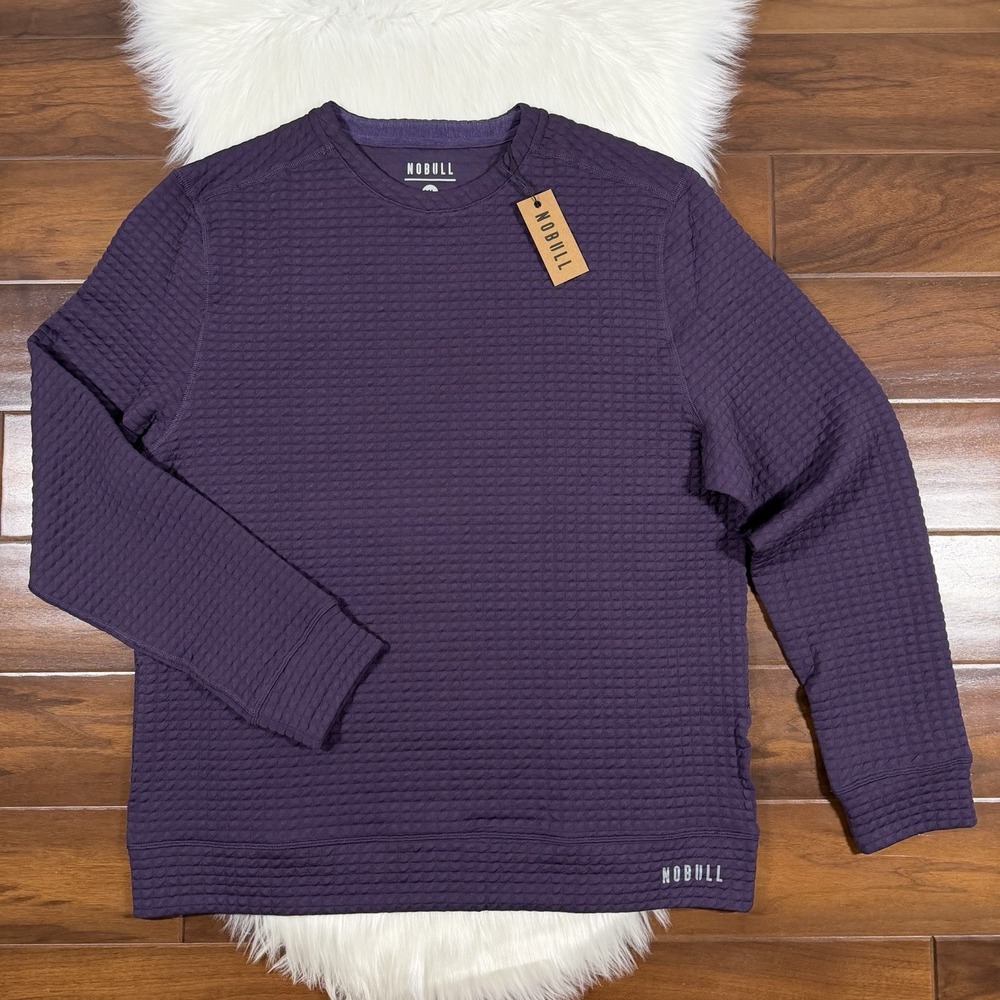 NOBULL Men's Size XL Purple Quilted Crew Pullover‎ Sweatshirt Shirt Long Sleeve